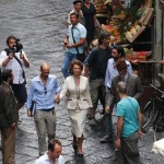 Sophia Loren with Enrico Loverso on a film set ‘La Voce Umana’ in Naples