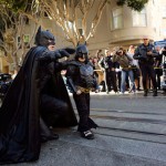 Five-year-old leukemia survivor Miles, dressed as “Batkid”, arrives with Batman to rescue a “woman in distress” in San Francisco