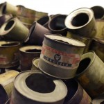 Empty Zyklon B canisters are displayed former German Nazi concentration and extermination camp Auschwitz in Oswiecim