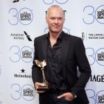Michael Keaton poses with his award during the 2015 Film Independent Spirit Awards in Santa Monica