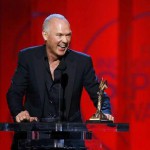 Actor Michael Keaton accepts the award for Best Male Lead for his role in “Birdman” at the 2015 Film Independent Spirit Awards in Santa Monica